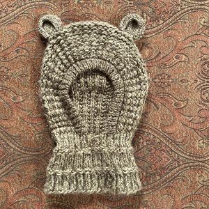Andes Gifts kids balaclava alpaca acrylic hat soft brown bear ears like new O/S
